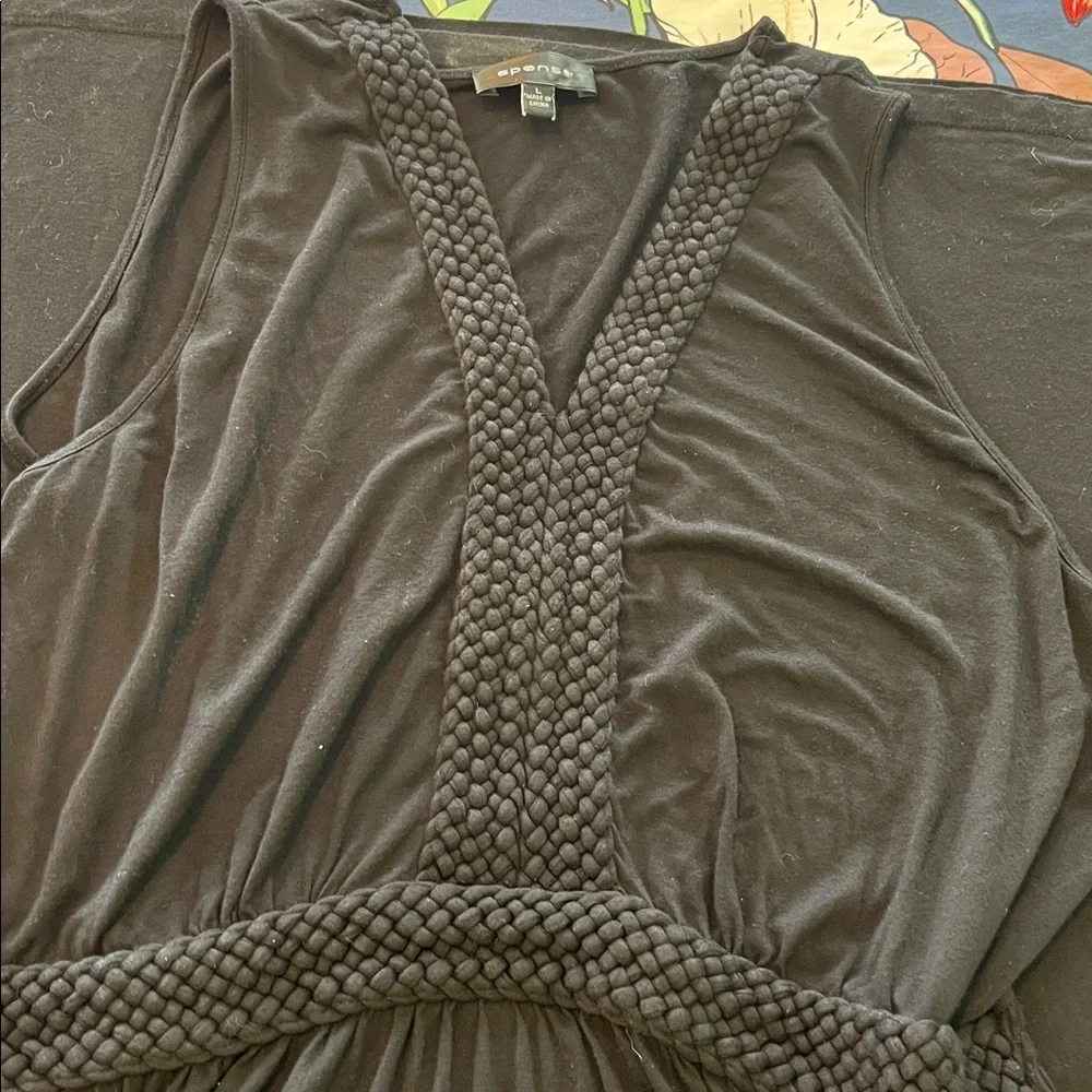 Black sleeveless maxi dress with braided details - Picture 5 of 7